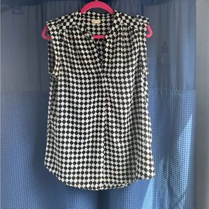 Elegant Black and White Geometric Women's Blouse